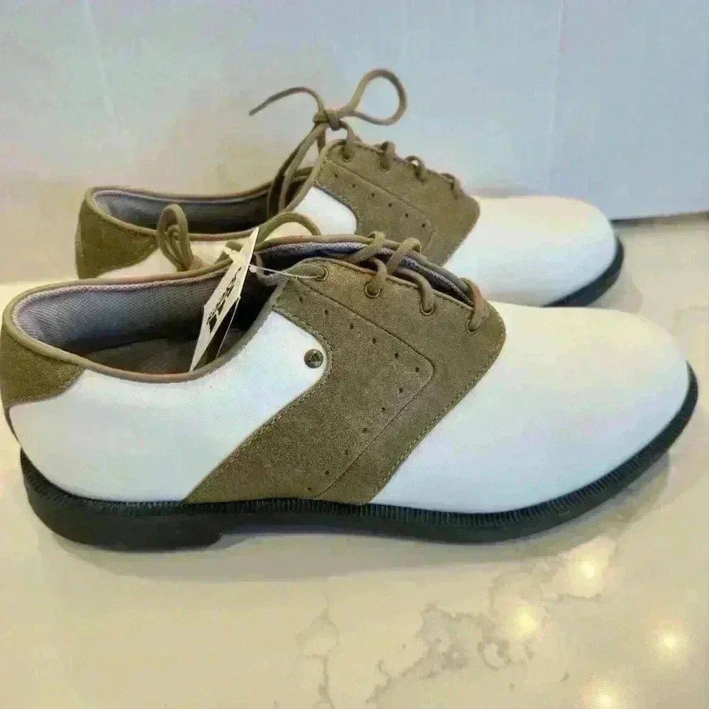 NWT - Adidas Women's Tan & White SADD Ritual Saddle Golf Shoes (Size 10)